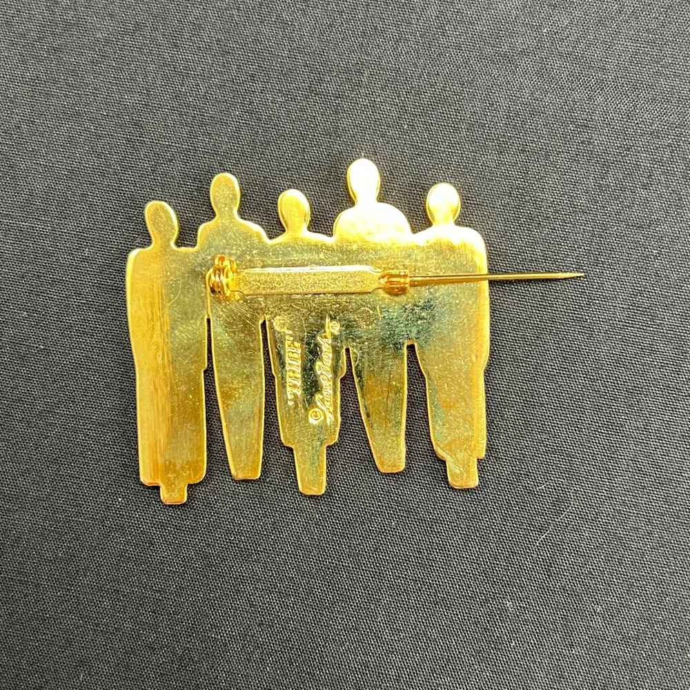 Laurel Burch Tribe Brooch Multicolor‎ Enamel Figural Gold Tone Vintage